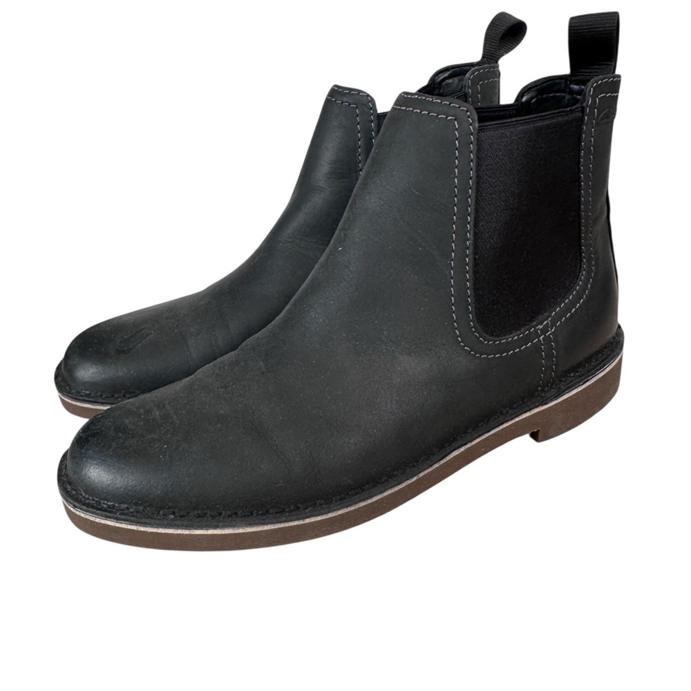 Clarks Bushacre Hill Chelsea Boots Black Leather Ankle Pull On Men 8 - Picture 8 of 12